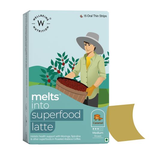 Wellbeing Nutrition: Melts Superfood Latte - Caramel - 15 Oral Strips