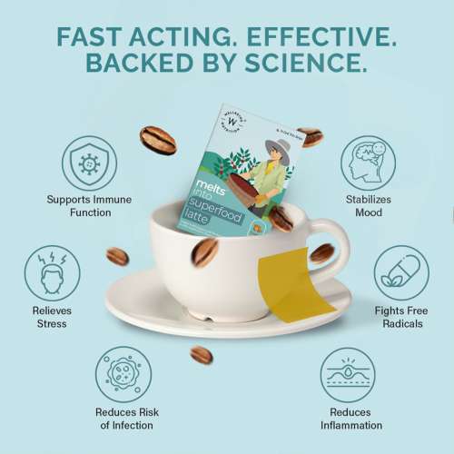 Wellbeing Nutrition: Melts Superfood Latte - Caramel - 15 Oral Strips