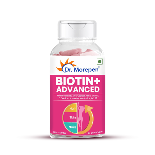 Dr. Morepen: Biotin+ Advanced | For Hair Growth, Skin & Nails | 60 Tablets