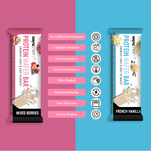Snactivate: Protein Wafer Bar - French Vanilla And Mixed Berries Combo - Pack of 12