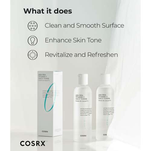 COSRX: Refresh AHA BHA Vitamin C Daily Toner | Hydrating Toner | Korean Skincare | Skin Prep | Vitamin C | Pore Care | Smooth Skin | 150ml