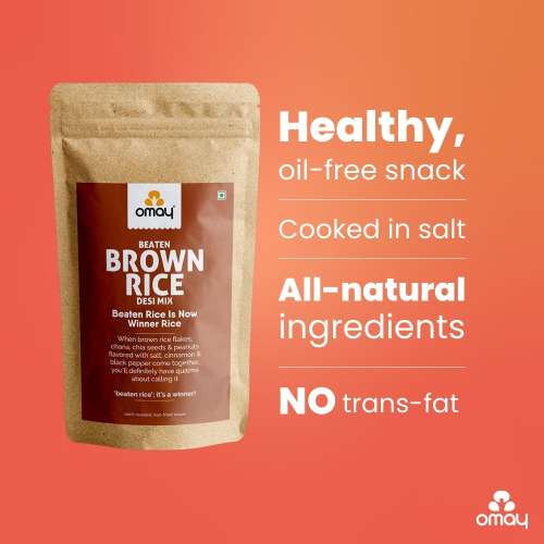 Omay Foods: Beaten Brown Rice Pouch - Desi Mix - 400gm