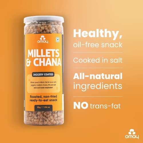 Omay Foods: Millets & Chana - Jaggery Coated - Pack of 2 - 55gm Each