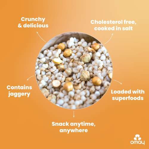 Omay Foods: Millets & Chana - Jaggery Coated - Pack of 2 - 55gm Each