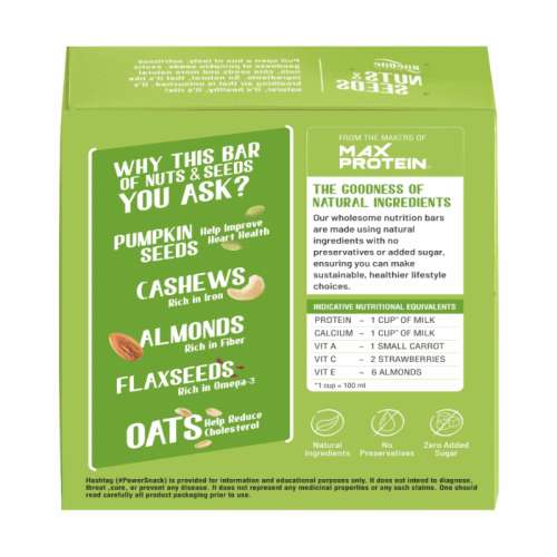 RiteBite Max Protein: Nuts & Seeds Bar [Pack of 12] - 420gm