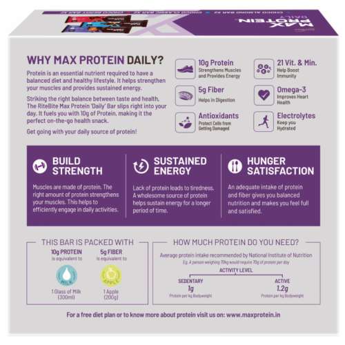 RiteBite Max Protein: Daily Assorted Energy Bars - Choco Classic - 2, Choco Almond - 2, Choco Berry - 2 [Pack of 6] - 300gm