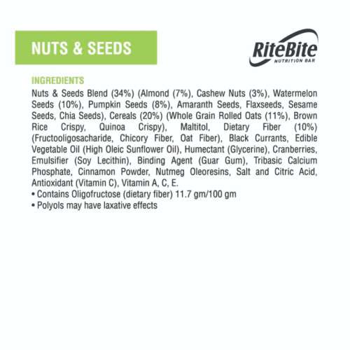 RiteBite Max Protein: Nuts & Seeds Bar [Pack of 12] - 420gm