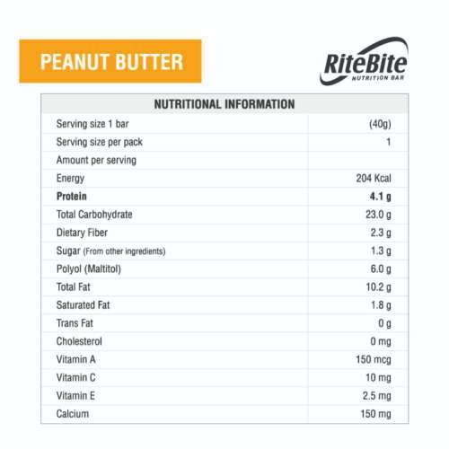 RiteBite Max Protein: Peanut Butter Bar [Pack of 12] - 480gm