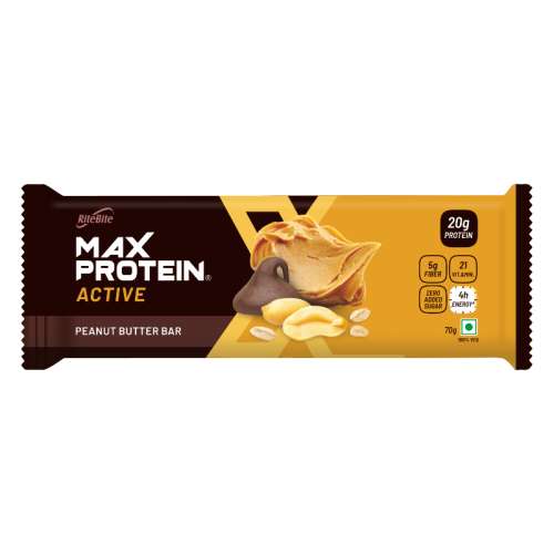 RiteBite Max Protein: Active Peanut Butter Bar [Pack of 12] - 840gm