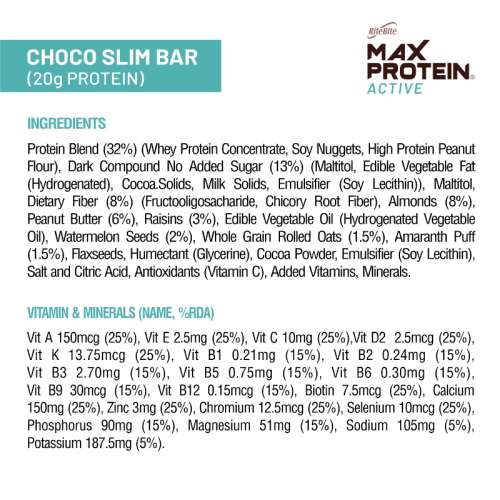 RiteBite Max Protein: Active Choco Slim [Pack of 12] - 804gm