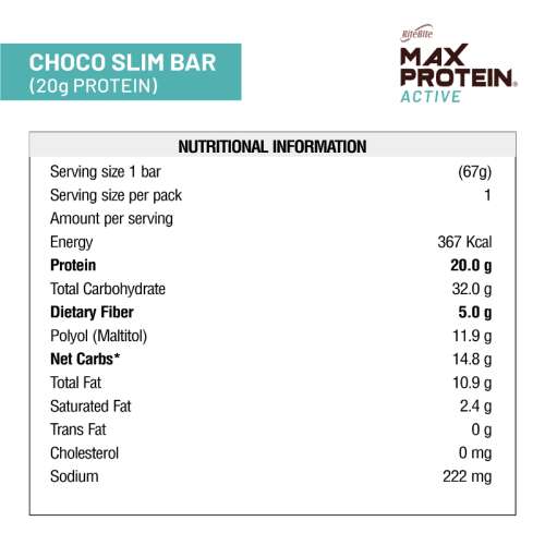 RiteBite Max Protein: Active Choco Slim [Pack of 12] - 804gm