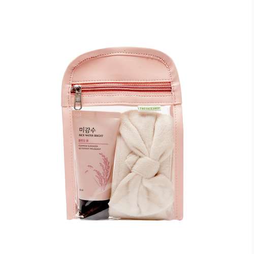 The Face Shop: Rice Water Bright Foaming Cleanser & Bow Velvet Headband Combo