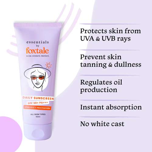 Foxtale: Glow Sunscreen SPF 50 PA++++ with Vitamin C & Niacinamide for a Dewy Glow  50ml Foxtale: Glow Sunscreen SPF 50 PA++++ with Vitamin C & Niacinamide for a Dewy Glow  50ml
