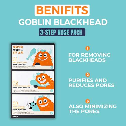 Apieu: Goblin Blackhead 3-Step Nose Pack - 7gm