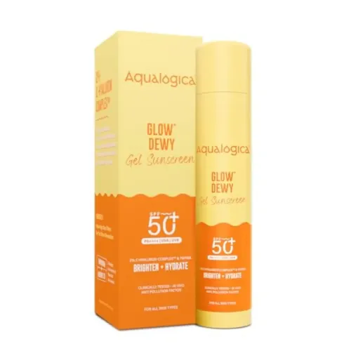 Aqualogica: Glow+ Dewy Sunscreen SPF 50+ PA++++ with Anti Pollution Factor (APF) | Papaya & Vitamin C 50gm