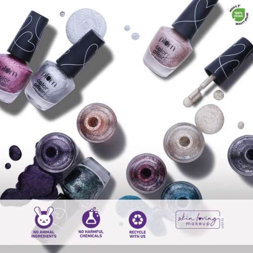 Plum: Color Affair Nail Polish All That Glitters Collection 3D Finish With Pearls & Glitters Emerald Sheen - 168 - 11ml