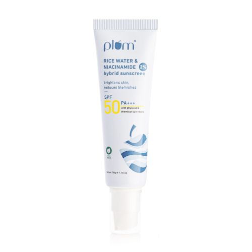 Plum: 2% Niacinamide & Rice Water Hybrid Face Sunscreen with SPF 50 PA+++ - 50ml