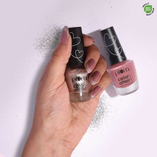 Plum: Color Affair Nail Polish All That Glitters Collection 3D Finish With Pearls & Glitters Pink-N-Shine - 165 - 11ml