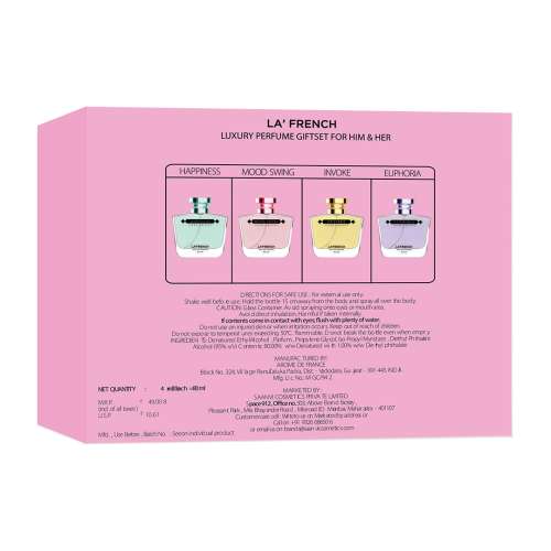 La' French: Luxury Perfumes Gift Set - Euphoria, Happiness, Invoke, Mood Swing for Men & Women Perfumes -  Pack of 4 - 20ml Each