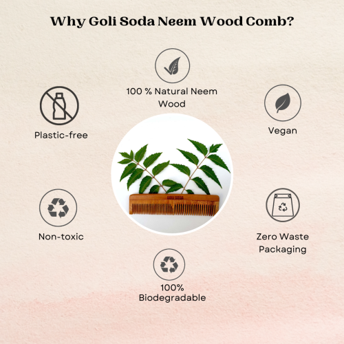 GOLI SODA: Goli Soda Neem Wood Combs - Wide Tooth with Handle & Double Tooth - 55gm