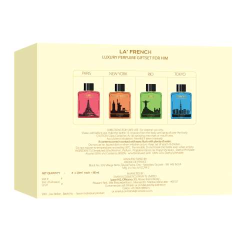 La' French: Luxury Perfumes Gift Set City of Dream - Rio, Tokyo, New York, Paris) Men Perfumes - Pack of 4 - 20ml Each