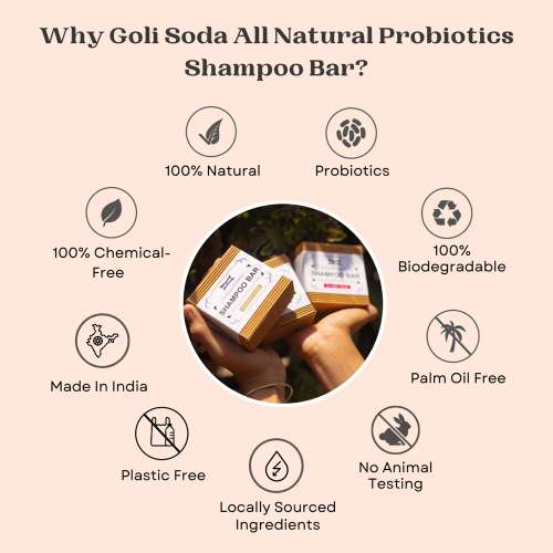 GOLI SODA: Goli Soda All Natural Probiotics Shampoo Bar for Normal Hair - 90gm