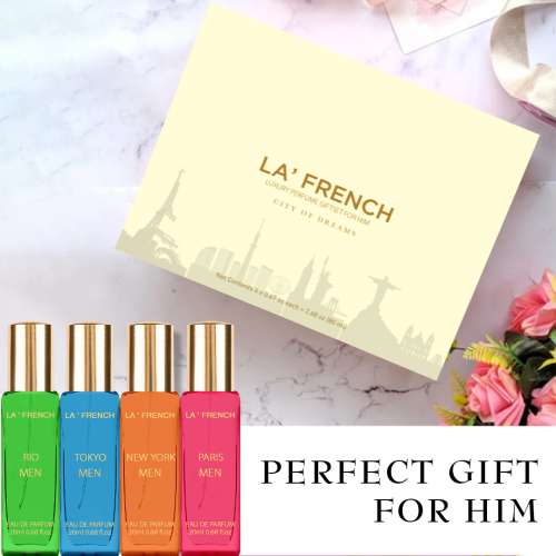 La' French: Luxury Perfumes Gift Set City of Dream - Rio, Tokyo, New York, Paris) Men Perfumes - Pack of 4 - 20ml Each