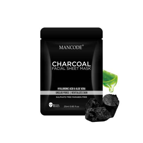 Mancode: Charcoal Face Sheet Mask - Pack of 3 (25ml each)