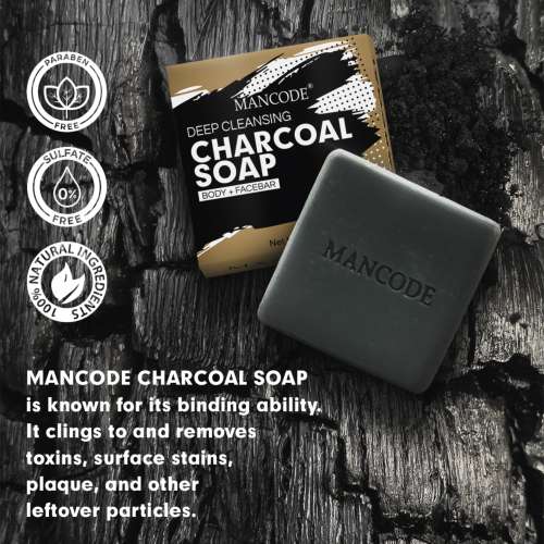 Mancode: Charcoal Deep Cleansing Soap - Pack of 3 (125gm each)