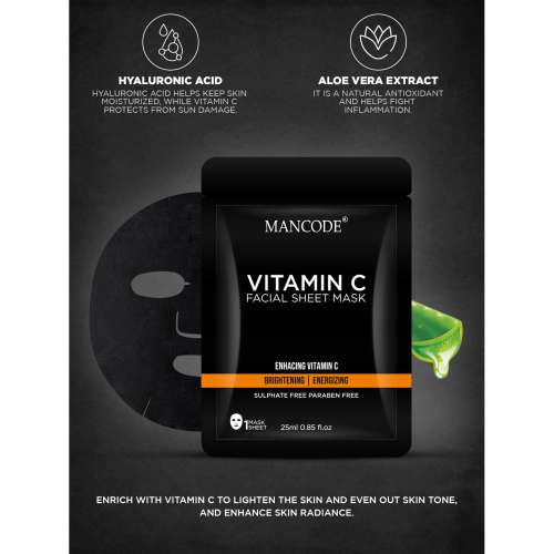 Mancode: Vitamin C Face Sheet Mask - Pack of 2 (25ml each)