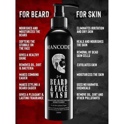 Mancode: 2 in 1 Beard & Face Wash - 200ml