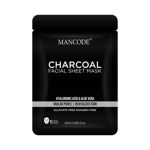 Mancode: Charcoal Face Sheet Mask - Pack of 3 (25ml each)
