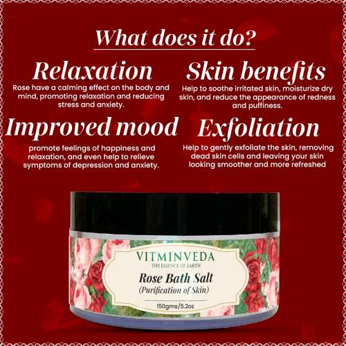 VITMINVEDA: Natural Rose Bath Salt - 150 gm