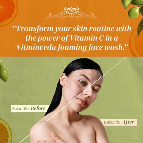VITMINVEDA: Natural Vitamin C & B3 Foaming Face Wash - 100 ml