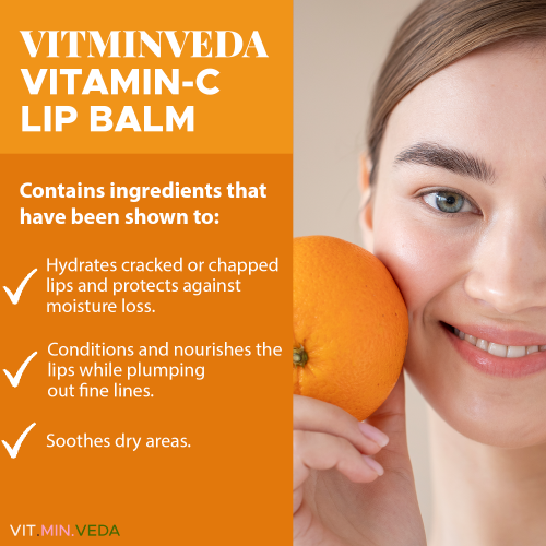 VITMINVEDA: Natural Orange Vitamin C Lip Balm - 8 gm