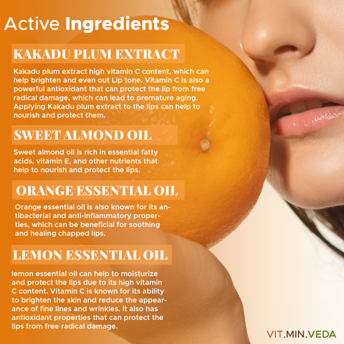 VITMINVEDA: Natural Orange Vitamin C Lip Balm - 8 gm