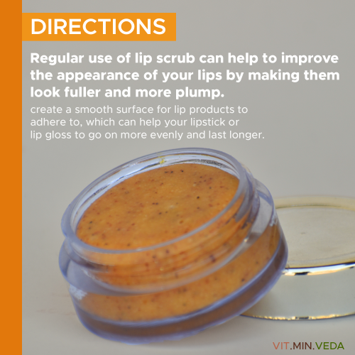 VITMINVEDA: Natural Orange Vitamin C Lip Scrub - 8 gm