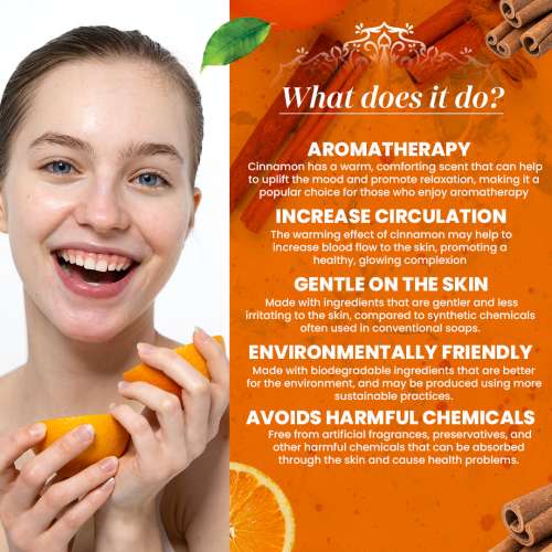 VITMINVEDA: Orange & Cinnamon Herbal Soap Bar - 125 gm