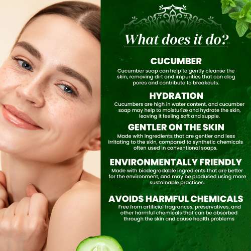 VITMINVEDA: Cucumber & Menthol Herbal Soap Bar - 125 gm