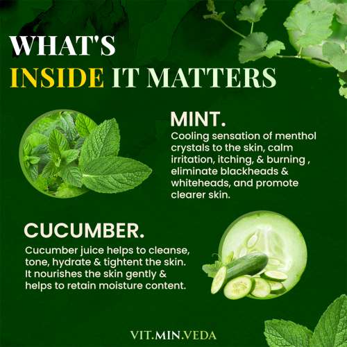 VITMINVEDA: Cucumber & Menthol Herbal Soap Bar - 125 gm