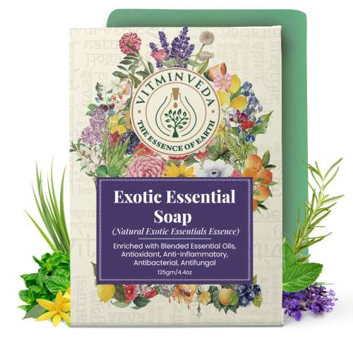 VITMINVEDA: Exotic Essentials Essence Herbal Soap Bar - 125 gm