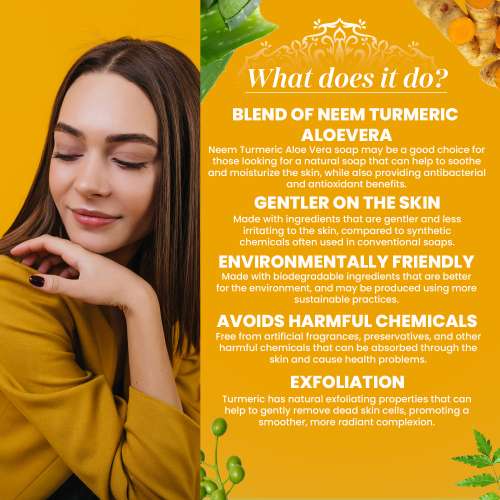 VITMINVEDA: Aloe Vera Neem & Turmeric Herbal Soap Bar - 125 gm