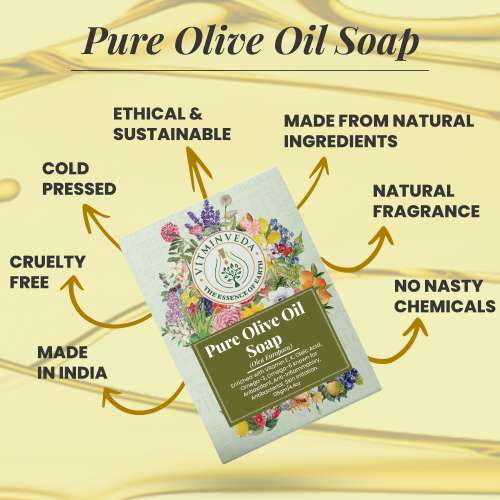VITMINVEDA: Natural Olive Oil Herbal Soap Bar - 125 gm