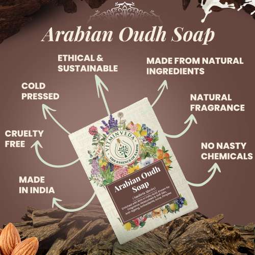 VITMINVEDA: Natural Oudh Herbal Soap Bar - 125 gm