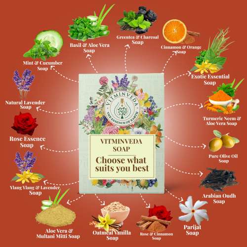 VITMINVEDA: Natural Parijat Herbal Soap Bar - 125 gm