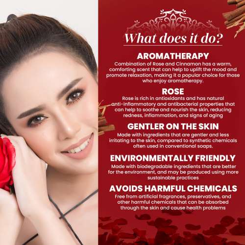 VITMINVEDA: Natural Rose Cinnamon Herbal Soap Bar - 125 gm