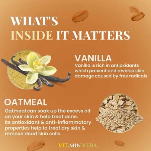 VITMINVEDA: Natural Vanilla Oatmeal Herbal Soap Bar - 125 gm