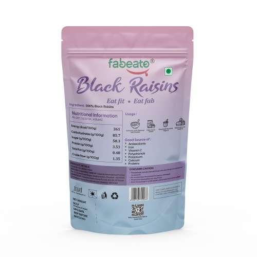 Fabeato: Premium Afghani Seedless Black Raisins - 200gm