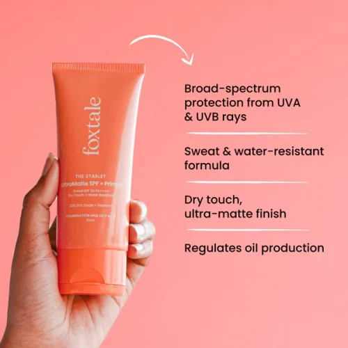 Foxtale: Ultra Matte SPF 50 PA++++ & Primer - Medium - 50ml Foxtale: Ultra Matte SPF 50 PA++++ & Primer - Medium - 50ml