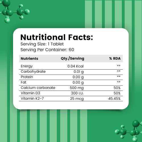 Nirvasa: Vitamin D3 + K2 Tablets - 60 Tablets Nirvasa: Vitamin D3 + K2 Tablets - 60 Tablets